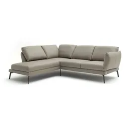 SCHÖNER WOHNEN-Kollektion Ecksofa Spin Leder Grau Grey