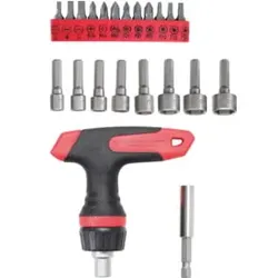 BGS Do it yourself Bit-/Steckschlüssel-Einsatz-Satz mit Ratschen-T-Griff für Bits, umschaltbar 22 teilig