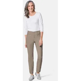 GOLDNER Kurzgröße: Schlupfhose LOUISA mit Steppnähten in taupe | Gr.: 24