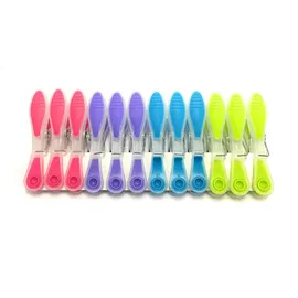 MSV Wäscheklammern Set mit Soft-Grip - UV beständig - 12 Stück, Rouge/Jaune/Vert/Bleu