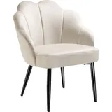 tectake Cocktailsessel Hellen, gepolstert mit Samtbezug  Creme/Schwarz