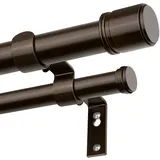 BOLITE Bronze Gardinenstange 2 Läufig 90-182 cm, 25 mm Gardinenstange Ausziehbar für Ösenvorhänge, Vorhangstange Doppelläufig mit Halterung und Enden, Gardinenstangen für Schlafzimmer, Wohnzimmer