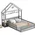 SOFTWEARY Hausbett mit Lattenrost 140 x 200 cm Kiefer grau