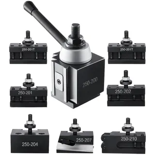 Vevor Schnellwechsel-Werkzeughalter-Set, 8-teilig, Stahlhalter, für Mini-Drehmaschinen und Metalldrehmaschinen mit 254-381mm Umlaufdurchmesser, langlebiges Stahlmaterial, ideale für Ihre Werkstatt