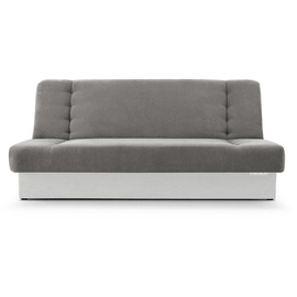 mb-moebel MOEBLO Schlafsofa Cyprus – Sofa Kippsofa Klappsofa Click-Clack Couch für Wohnzimmer Federkern Sofagarnitur Polstersofa mit Bettkasten und Schlaffunktion 192x85x92 cm (Grau + Weiß - Soro 90 + Soft 17)