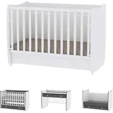 Lorelli Babybett Dream 70 x 140 cm umbaubar Kinderbett Schaukelbett Schreibtisch in weiß