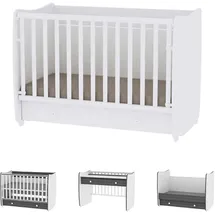 Lorelli Babybett Dream 70 x 140 cm umbaubar Kinderbett Schaukelbett Schreibtisch in weiß