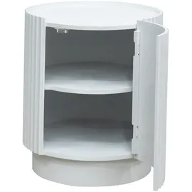 [en.casa] Beistelltisch, Rill mit Tür 49xØ40cm Weiß, [en.casa]