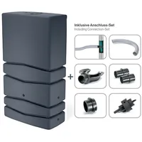 Kreher Aqua Tower Regentonne 350 l mit Füllautomat und Wasserhahn grau