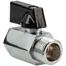 tecuro - Mini Kugelhahn Innengewinde Rp 3/8 Zoll x Außengewinde, G 3/8 Zoll, Messing verchromt