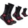 FOOTNOTE Wandersocken 3 Paar Schwarz/Rot 39-42