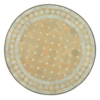 Marokkanischer Mosaik Beistelltisch Ø45cm Weiß Raute Mosaiktisch rund