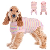 PUMYPOREITY Hundebody Nach Op Rüde/Hündin, Leckschutz Hund Anti-Wundlecken Op Body Hund Wundschutzanzüge für Hunde Chirugenanzug Pet Shirt(Rosa Streifen, XXL)