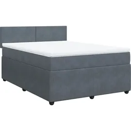 vidaXL Boxspringbett mit Matratze Dunkelgrau 140x200 cm Samt