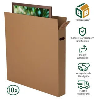 BB-Verpackungen GmbH 10 x Bilderkarton (915 x 200 x 860 mm) stabil 2-wellig Versandkarton Bilder Gemälde Paket DHL braun Transport Umzug BB-Verpackungen