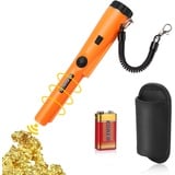 Tragbarer Metalldetektor Pinpointer Metalldetektor, 360° Scan Pin Pointer Metallsucher Wasserdicht, Kleines Metallsuchgerät LED Indicator Alarm Licht, für Goldmünze Hunt Relikte Schmuck (orange)