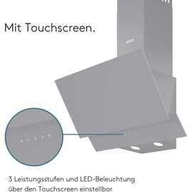 Wiggo A642 Dunstabzugshaube 60cm kopffrei I Abluft Umluft Dunstabzug 626m3/h - Touch-Display 4 Stufen I Energieeffizienzklasse A Schräghaube inkl...