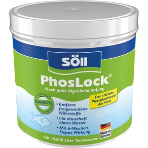 Söll 11003 PhosLock AlgenStopp Phosphatbinder 500 g - ganzjährig anwendbare Teichpflege zur dauerhaften Phosphatbindung und Algenvorbeugung im Teich Pflanzenteich Fischteich Koiteich