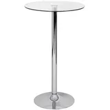 KADIMA DESIGN Stehtisch, Silber, Glas, Rund, Säule, 60x105x60 cm Durchmesser.