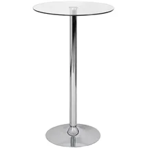 KADIMA DESIGN Stehtisch, Silber, Glas, Rund, Säule, 60x105x60 cm Durchmesser.