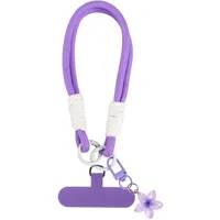 Votvloay Handykette Kurz Handyanhänger Universal zum Umhängen Handyband Kordel Kette, Kompatibel mit jedem Handy und Smartphone,Phone Lanyard + 1 Stück Pad (ohne Hülle) - Lila Blumen