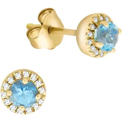 Paar Ohrstecker »Schmuck Geschenk Gold 375 Ohrschmuck Edelstein Farbstein Topas«, mit Blautopas (beh.) - mit Diamant, 87317253-0 gelbgoldfarben-blau + blau 0,045 ct   P3 = leicht erkennbare Einschlüsse
