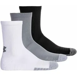 UNDER ARMOUR Unisex Sportsocken 3 Paar - UA Heatgear, Training, Tennissocken, Crew Socken Schwarz/Weiß/Grau 42-47