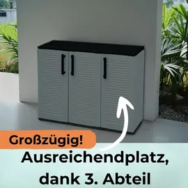 GarPet Gartenschrank 3-türig Kunststoff Balkon Werkstatt Haushalts Schrank Wetterfest
