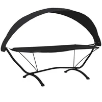 DOTMALL Pavillon Schwarz Outdoor-Loungebett mit Dach Stahl und Oxford-Stoff