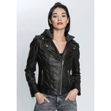 Gipsy Lederjacke ELA coole 2-in-1-Bikerjacke mit abnehmbarer Jersey-Kapuze schwarz 42/XL