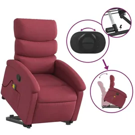 vidaXL Massagesessel mit Aufstehhilfe Polyester 92 x 99,5 x 92 cm Weinrot elektrisch