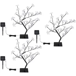 Solarlampen für Außen Garten Deko Solarleuchte Außenbereich Stecklampe im Baum Design, Erdspieß Blüten Baum, LED, H 60 cm, 3er Set