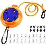 Heatigo Wäscheleine Ausziehbar, Wäscheleine Camping Tragbare 10m Reise Urlaub Outdoor wäscheschnur Wäscheständer für Badezimmer, Waschküche, Garten oder Reise (Orange)