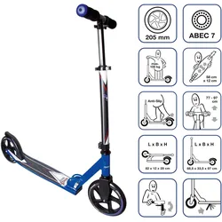 muuwmi Aluminium Scooter 205 mm blau EINHEITSGRÖSSE