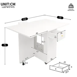 stilvora Esstisch klappbar 2-4 Personen 0 x 0 x 0 cm weiß