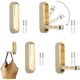 4 Stück Klappbarer Kleiderhaken Gold, Golden Klapphaken Platz Sparen, Wandhaken Klappbar Gold zum Schwerer Gegenstände Kleidung, Golden Kleiderhaken Klappbar für Badezimmer Küche(Zinklegierung)