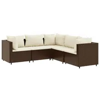 vidaXL 5-tlg. Garten-Lounge-Set mit Kissen Braun Poly Rattan