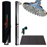 CCLIFE Solardusche mit Kunststoffboden und Handbrause 40L Solar Gartendusche Pooldusche Regendusche Außendusche Garten Brause warmes Wasser