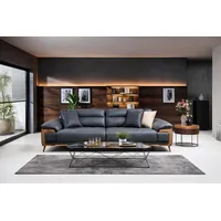 Designer Schwarze Ledercouch Modernes Wohnzimmer Relaxsofa