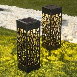 Hi LED Solar Schattenlampen 2er Set 6 x 6 x 28 cm schwarz/weiß
