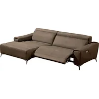 Egoitaliano Ecksofa »Suzette, Designsofa mit hohem Sitzkomfort« mit Recamiere, inkl. 1 elektronischen Relaxfunktion, L-Form braun