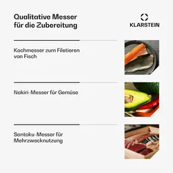 Klarstein Shibui Sushi-Messer-Set | 15-teilig | 4 Messer mit praktischem Zubehör Beige