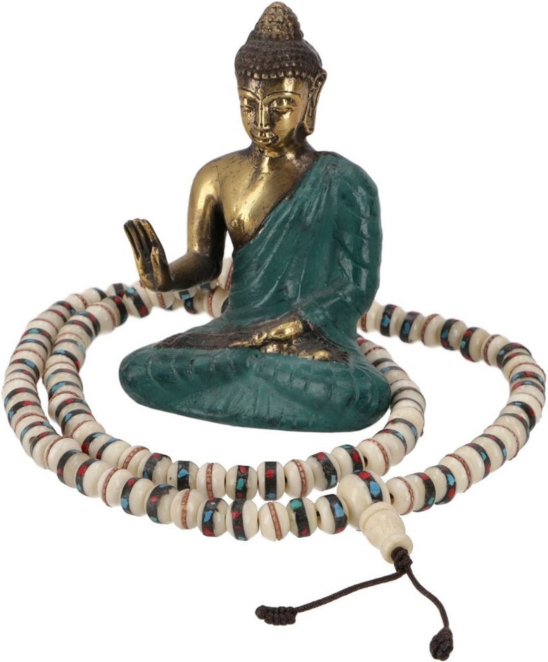 Guru-Shop Perlenkette Tibetische Mala mit verzierten Perlen, Mala aus.. weiß
