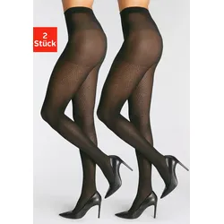 Feinstrumpfhose LASCANA, Damen, Gr. 36/38, schwarz, Obermaterial: 95% Polyamid, 5% Elasthan, unifarben, elastisch, Strumpfhosen, mit einem Zickzackmuster
