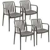 Tectake Alcudia Gartenstuhl 4 St. 4 x 4 x 4 cm Silber