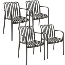 Tectake Alcudia Gartenstuhl 4 St. 4 x 4 x 4 cm Silber