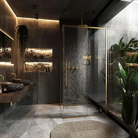 REA Duschkabine Solar 90x90 Brush Gold