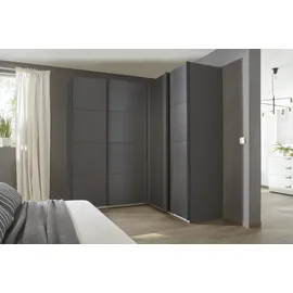 Rauch Quadra grau (graumetallic), B:181cm H:229cm T:187cm, Holzwerkstoff, Schränke, Schwebetürenschrank, Eckschrank inkl. Türendämpfer und Schubladeneinsatz