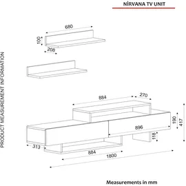 moebel17 Wohnwand Nirvana Weiß Walnuss