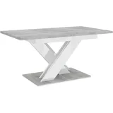 PROROOM FURNITURE - Onyx - Esstisch Ausziehbar auf 180 cm - 140x80x75 cm - Modern - Dinner Table - Esszimmertisch - Tisch für Esszimmer, Wohnzimmer - Ausziehtisch - Weiß Glanz & Steinoptik